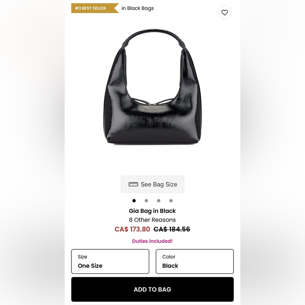 8 Other Reasons Shiny Black Shoulder Bag